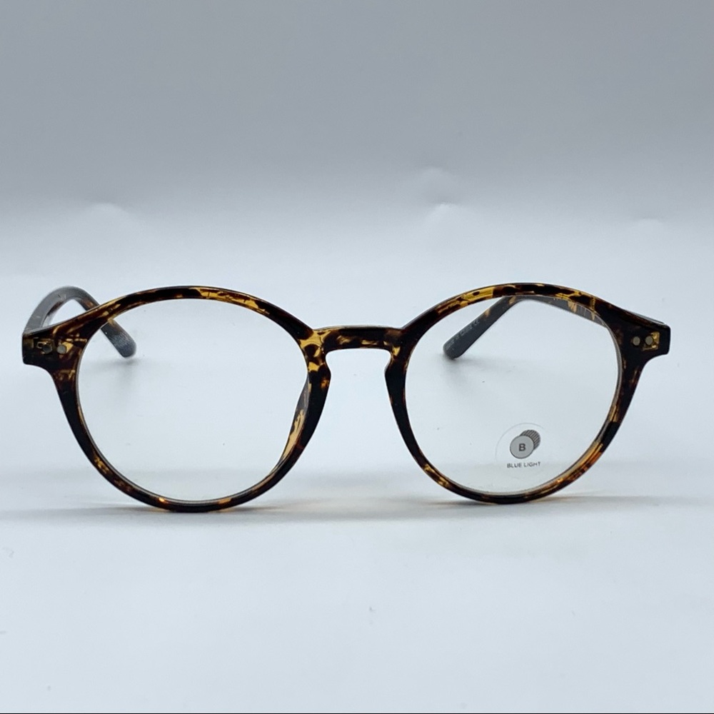 BP 48mm Round Blue Light Blocking Glasses in Brown Tortoise
